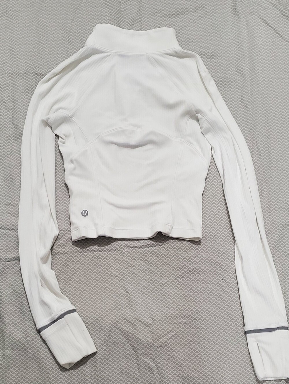Lululemon Its Rulu Run Ribbed Cropped Half Zip In White - Picture 7 of 11